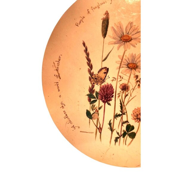 Kitchen Hot Plate Cork Back Vintage 1977 Wildflower & Butterfly Decorative Jean - Picture 6 of 8
